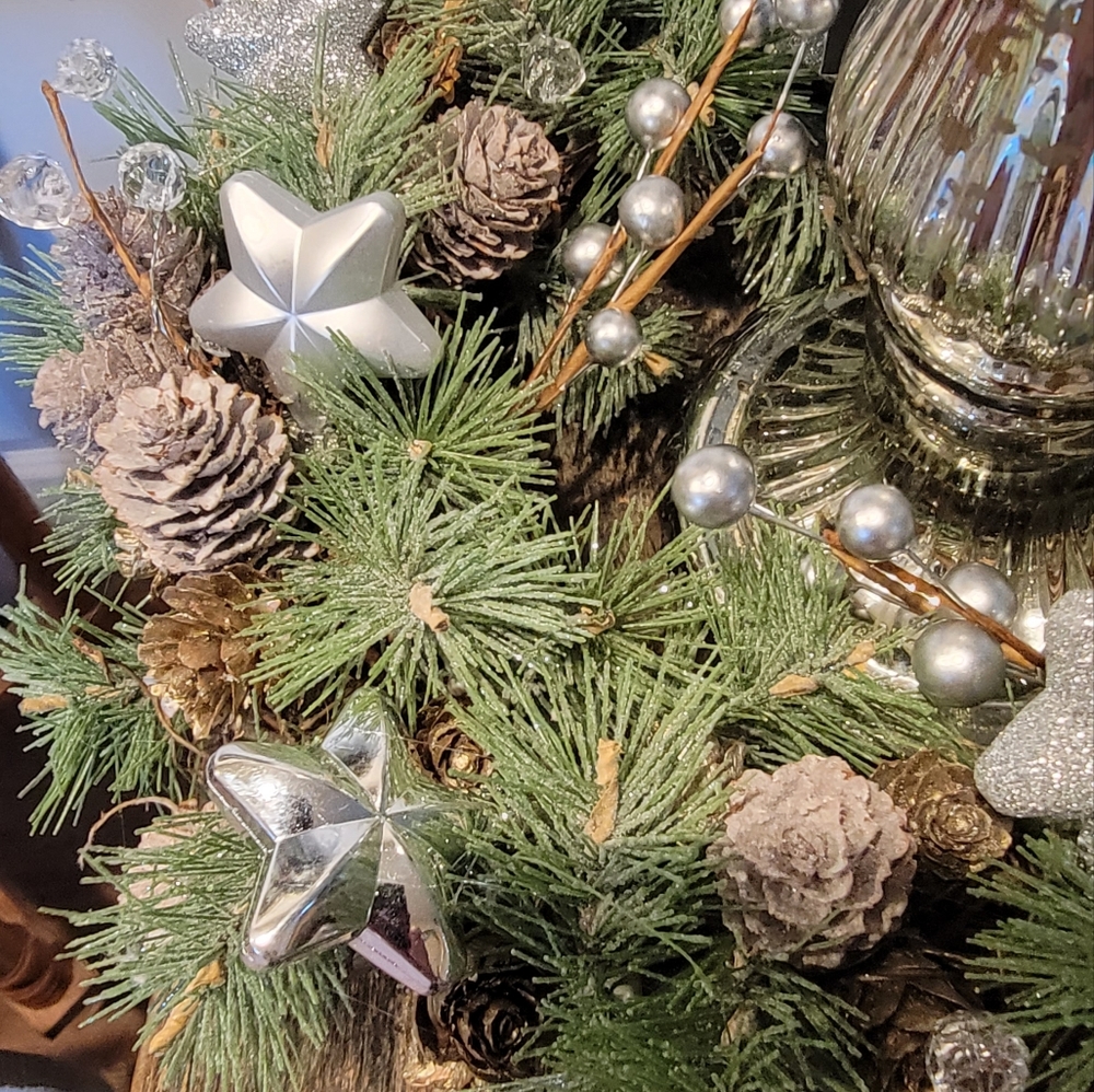 Christmas Winter Centerpiece Candle Table Arrangement Mercury Glass Wedding - Picture 5 of 6